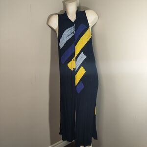 Animale Jacques Ruc Navy Blue Gauzy collared Shirt Dress XL FLAW